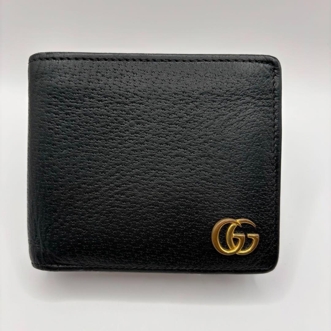 Gucci GG Marmont Black Leather Wallet Bifold Italy excellent gift F/S