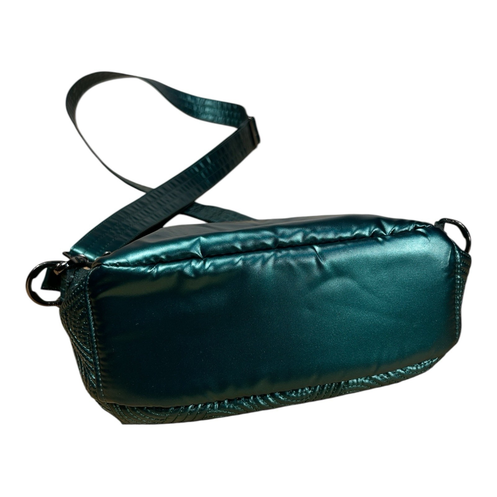 Lug Dash Crossbody Bag Metallic Teal Green Quilted Wave EUC