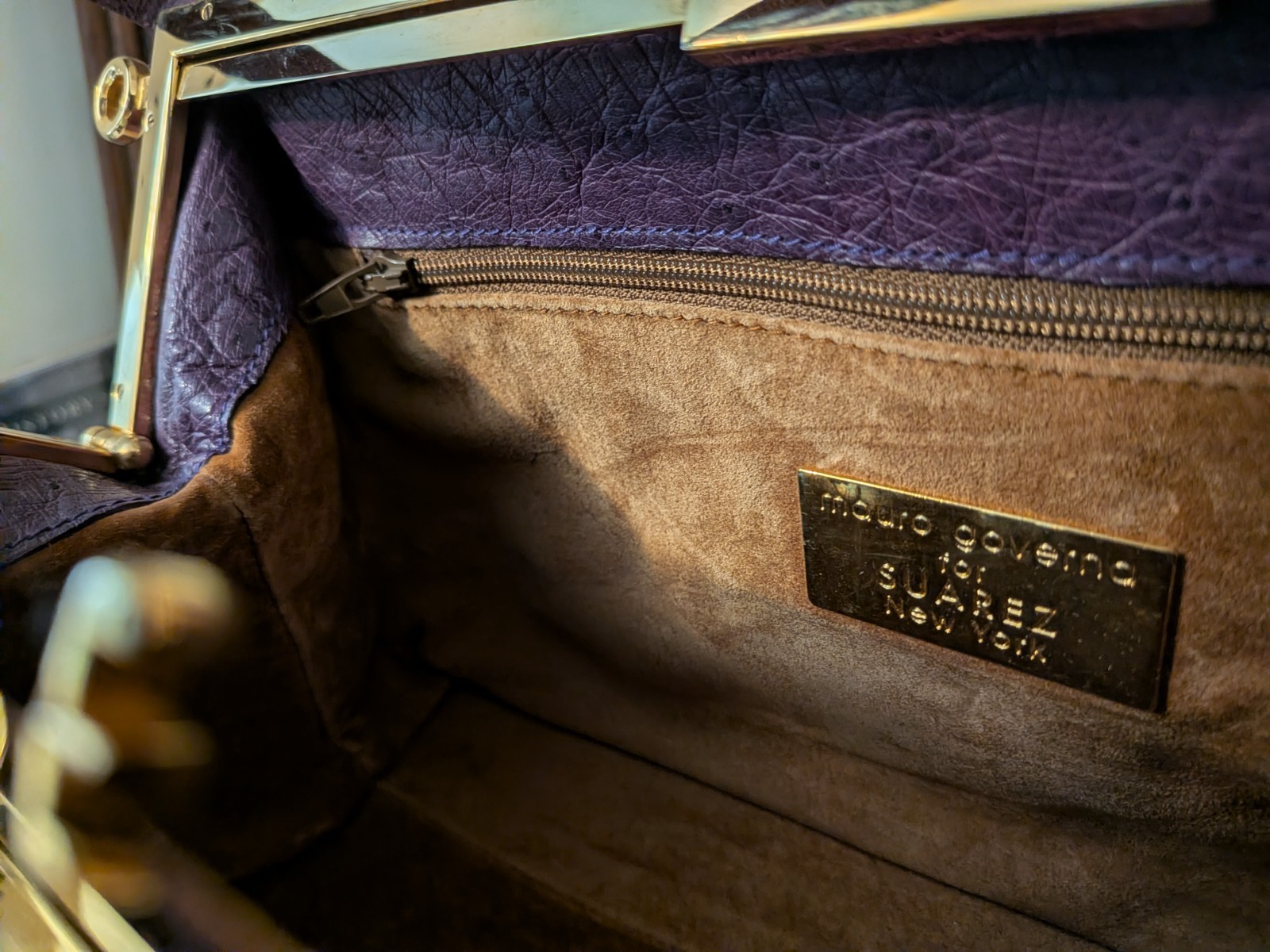 GORGEOUS! Mauro Governa for Suarez New York PURPLE OSTRICH TOTE