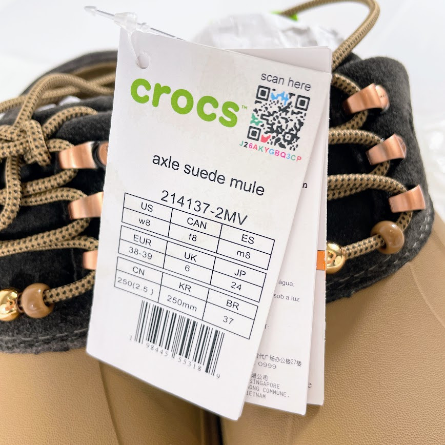 Crocs Axle Suede Mule Sepia Dark Cocoa 214137-2MV Unisex Size