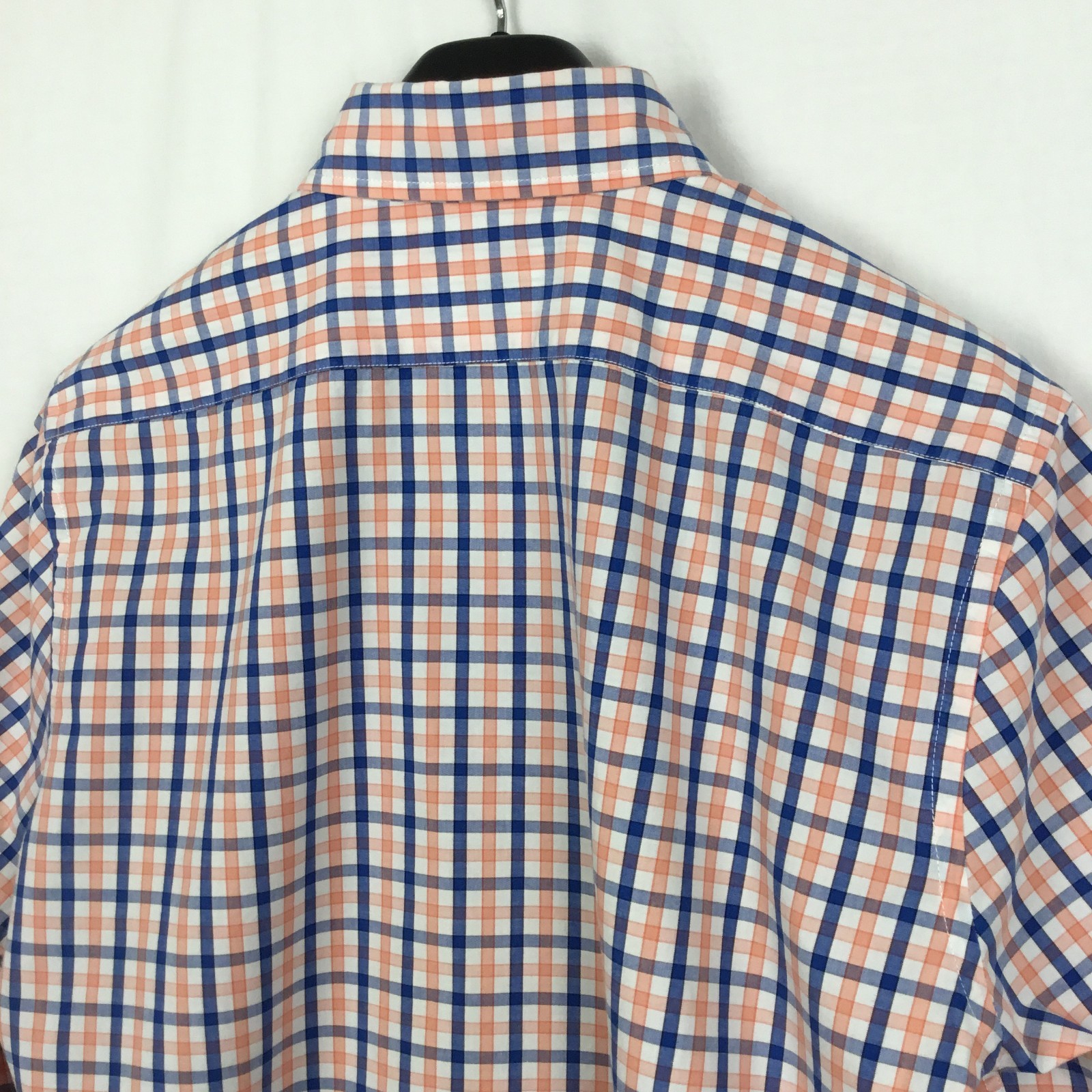 Express Mens Soft Wash Shirt M Blue Peach Tattersall Preppy Classic City Utility