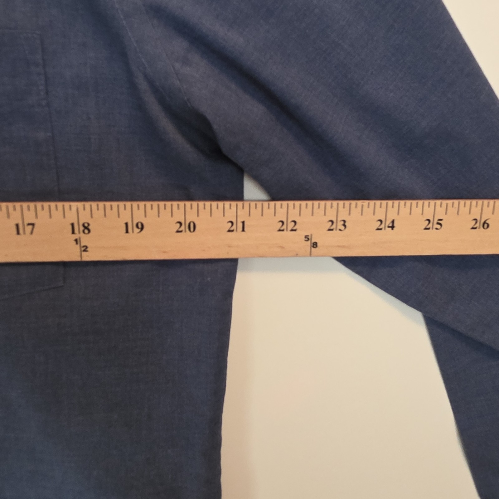 Stafford Travel Shirt Easy Care Broadcloth Blue Chambray Office Mens 15.5-34/35