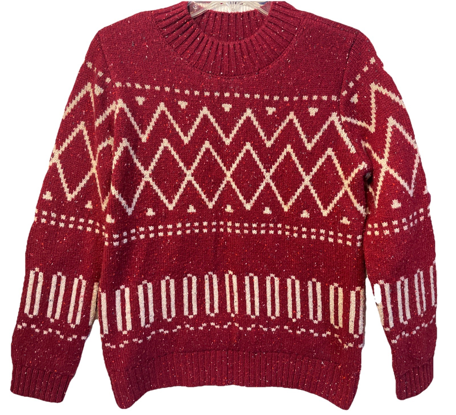 Vintage Orvis Ski Sweater Womens S 90% Wool 10% Cashmere Blend Thickly Knit Red