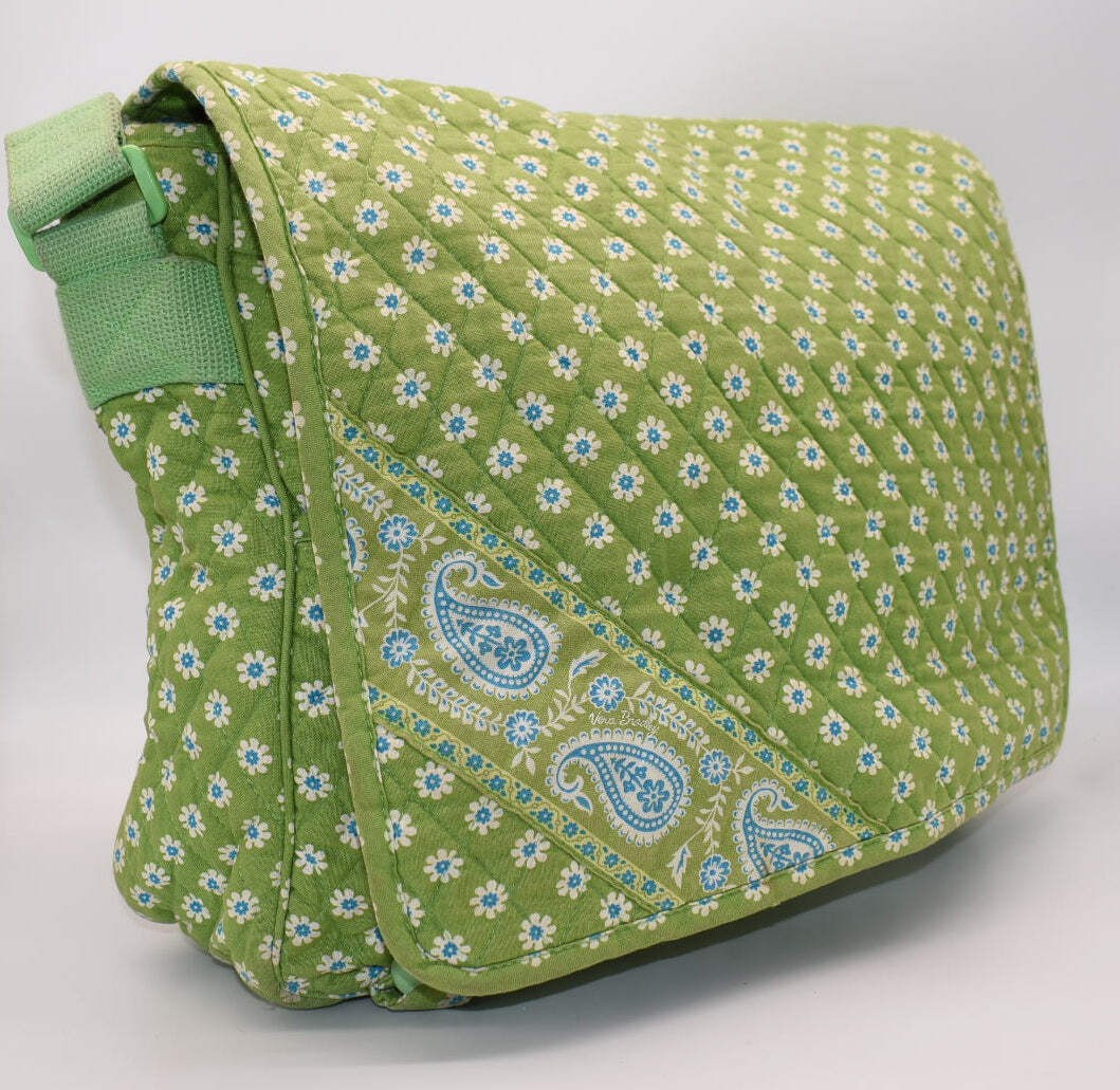 Vera Bradley Commuter Laptop Messenger Bag in “Apple Green” Pattern