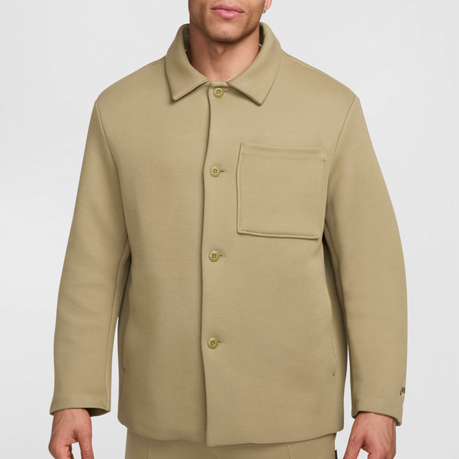 Nike Tech Fleece Shacket Jacket Neutral Olive FZ7566-276 Men’s Size Large-TALL