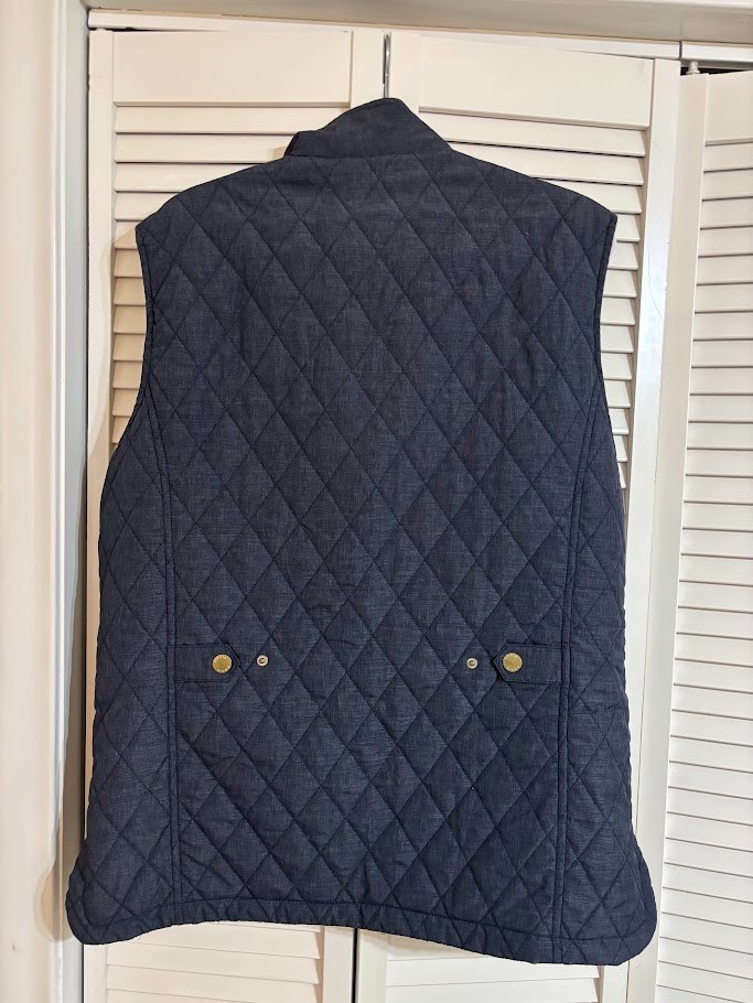 Orvis Men’s Route 7 Quilted Vest Snap Front Blue Lined Full Zip Large (L)