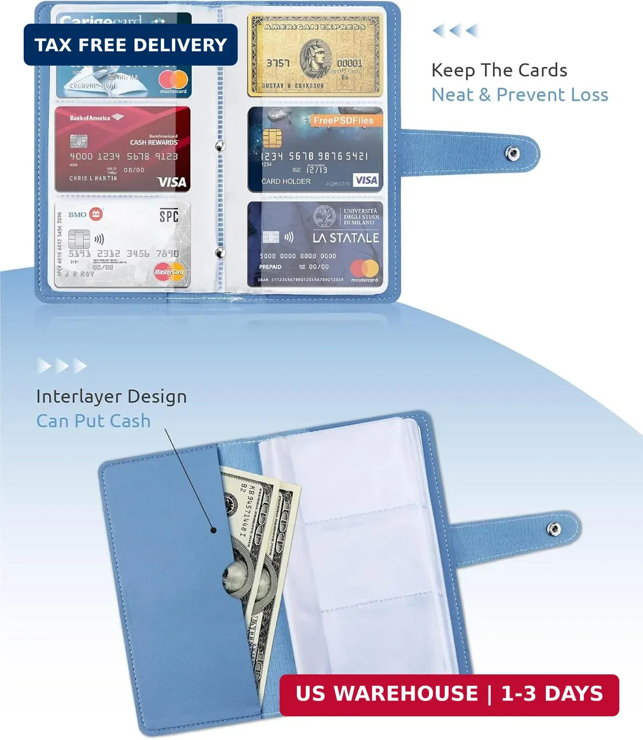 Credit Card Holder, Leather Business Card Organizer with 96 Card Slots, Professi