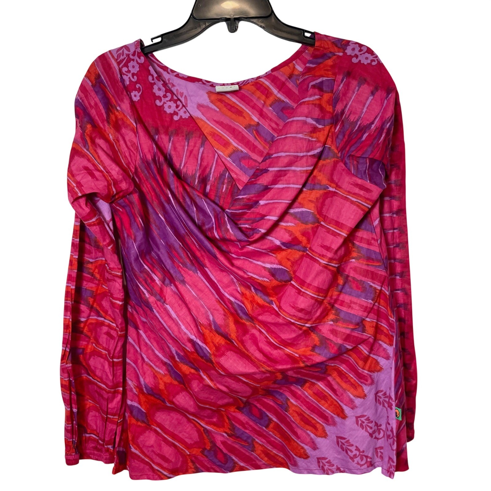 Kodok Long Sleeve Colorfull Pullover A-line Tops Pink Womens Garterized Sleeve