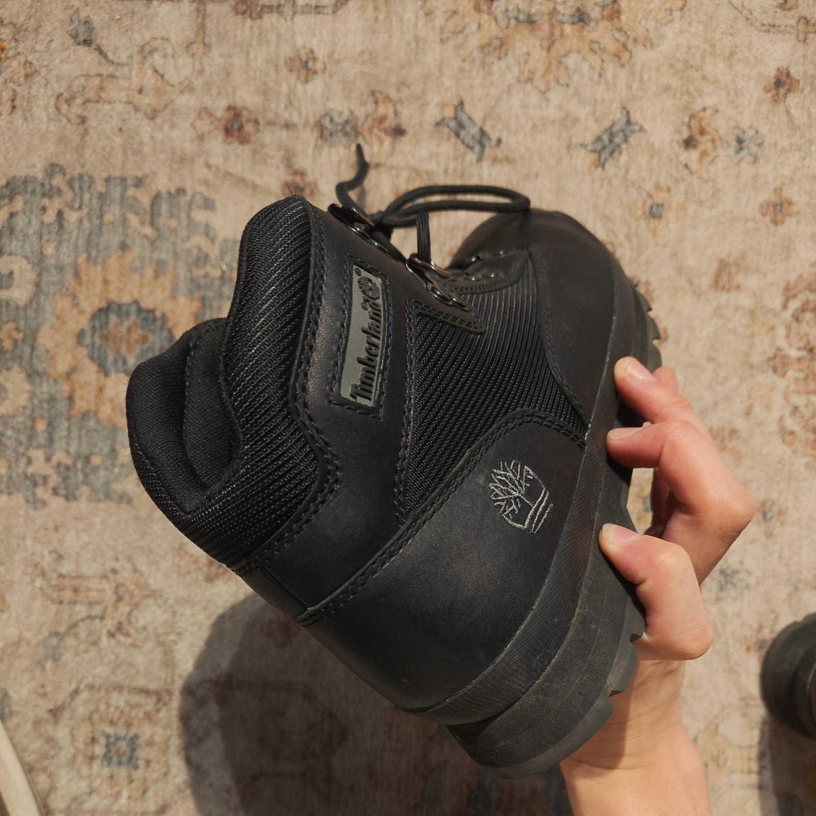 Timberland Euro Hiker Boots Black Leather Men 9.5 Style 56038