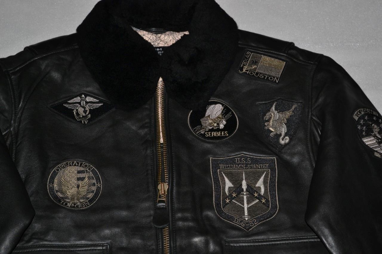 AUTHENTIC TOP GUN OFFICIAL SIGNATURE SERIES JACKET LEATHER BLACK PATCHES NEW