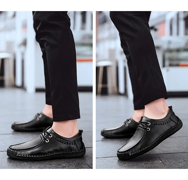 Men’s Vintage Round Toe Lace Up Loafers Formal Driving Causal Flat Heels Shoes