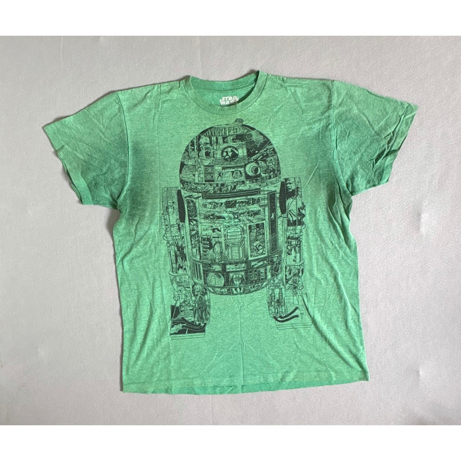 Star Wars R2-D2 Graphic T-Shirt Mens Large Fifth Sun Heather Green Short Sleeve