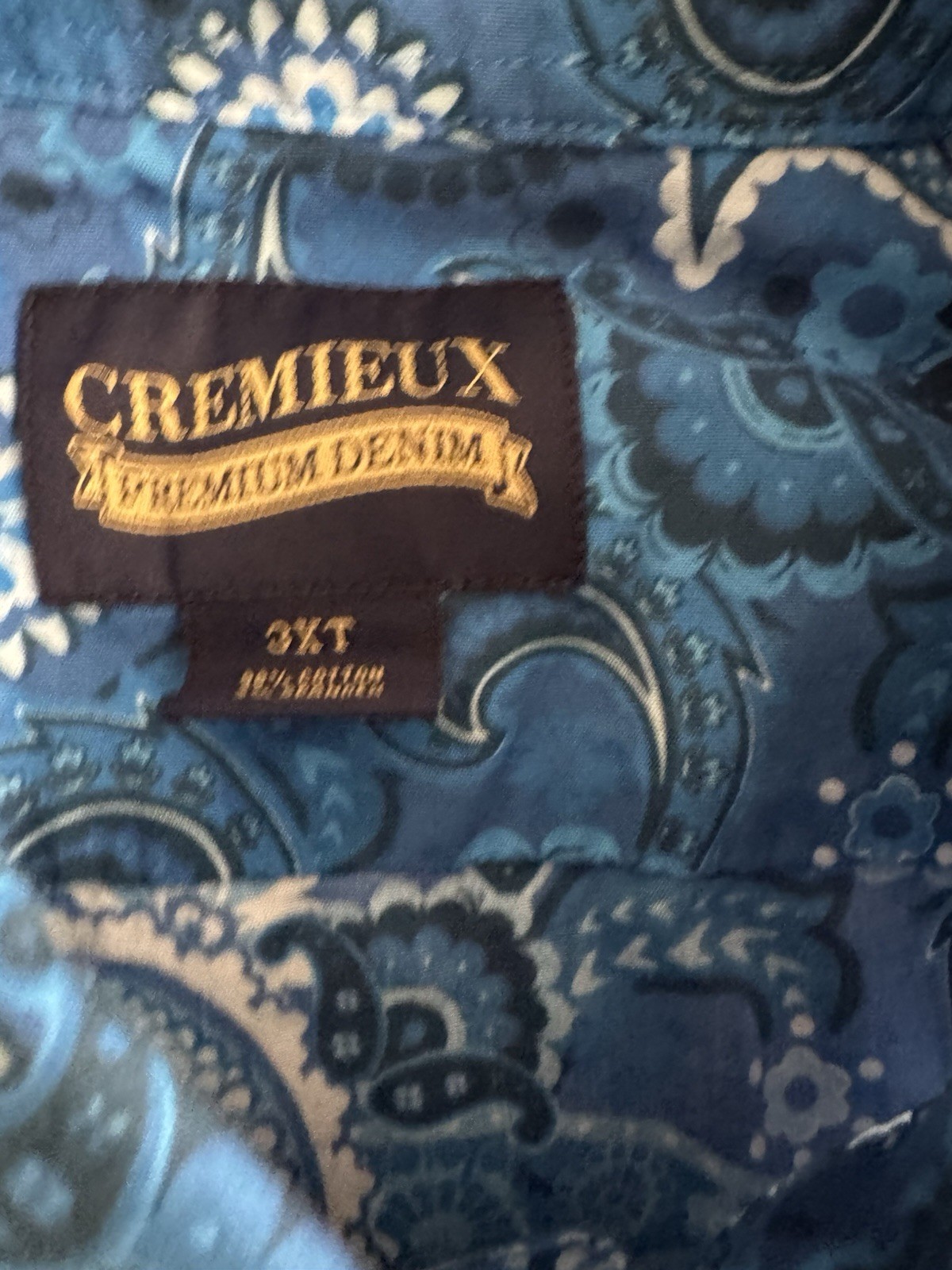 Cremieux Men’s 3XT Paisley Button-Front Long Sleeve Blue Button-Up Shirt 3x