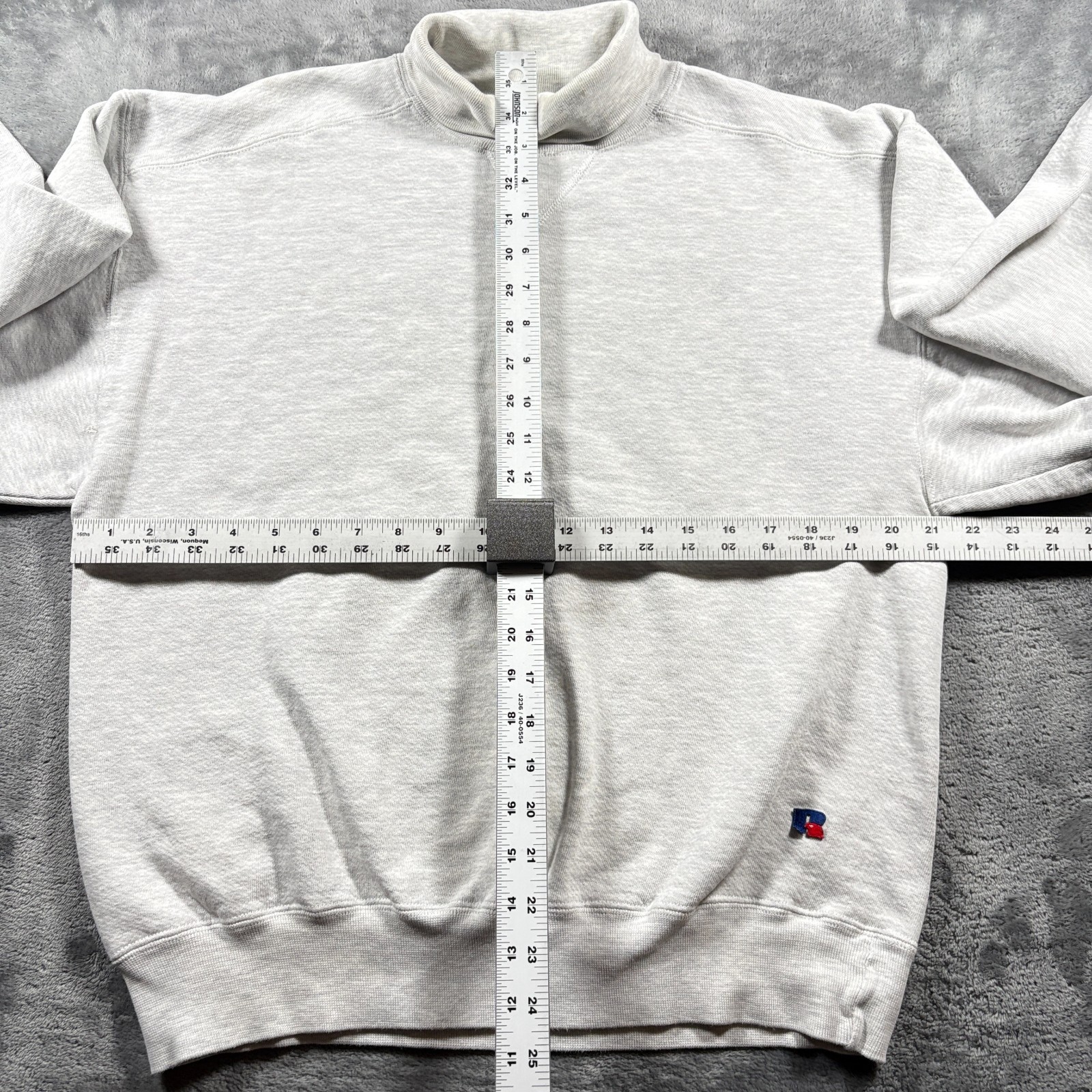 Russell Athletic Sweatshirt Mens Large White Cotton Turtleneck Fleece Lined
