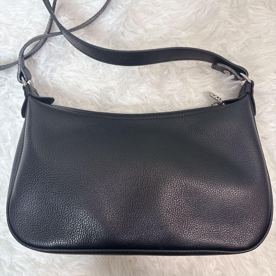 Excellent Condition LONGCHAMP Longchamp Shoulder Bag Black Leather