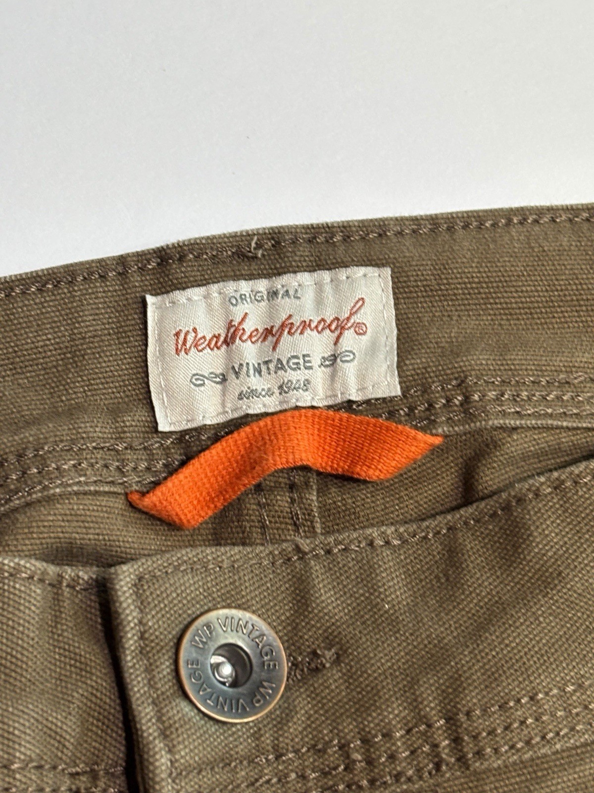Weatherproof Vintage Men’s Relaxed Fit Canvas Pants Brown 32W Stretch Flat Front