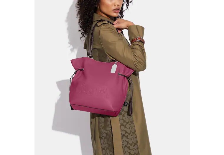 COACH Leather ANDY TOTE/Shoulder Bag w/Horse & Carriage Logo~Raspberry/Wine