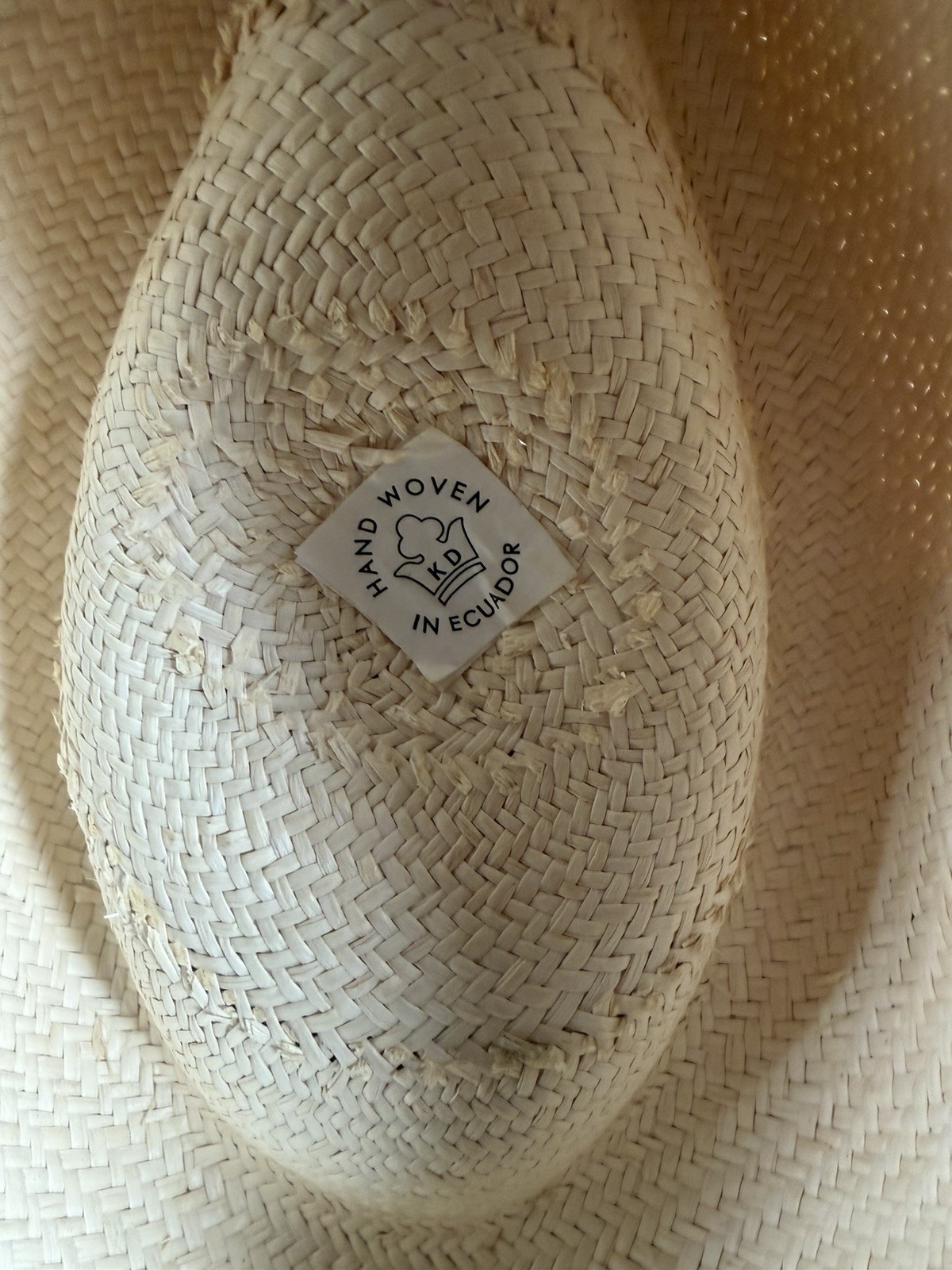 Hand Woven Ecuador Panama Straw Fedora Hat Natural Toquilla Palm Black Band