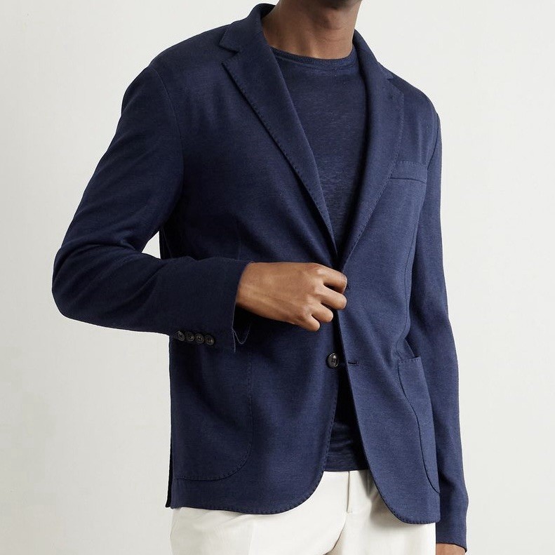 LORO PIANA ‘Sweater Jacket’ Lightweight Knit Cotton Jersey Piquè 52 IT $3250+