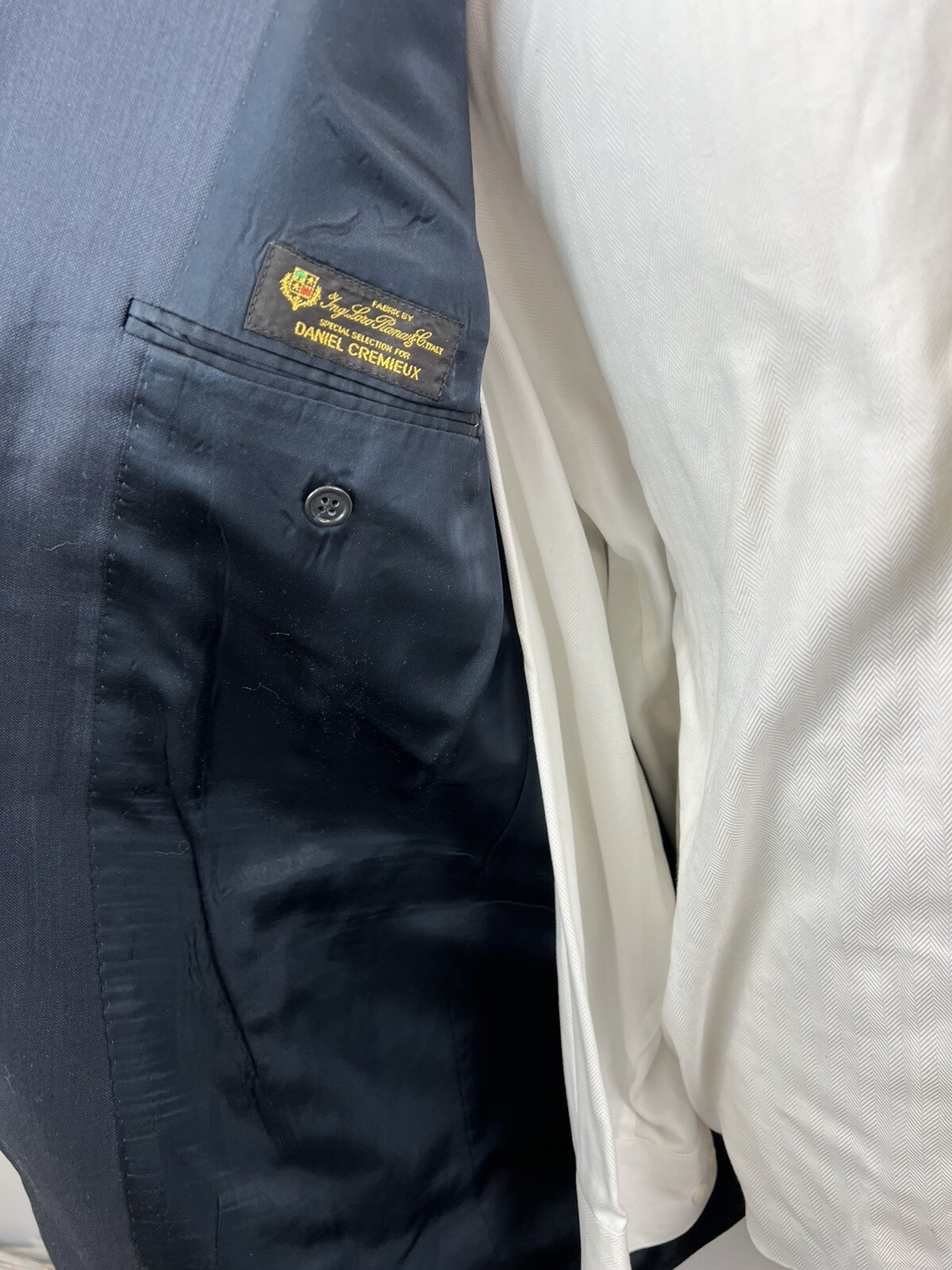 Daniel Cremieux Men’s Navy Nailhead Loro Piana Wool Sport Coat Blazer Size 46 L