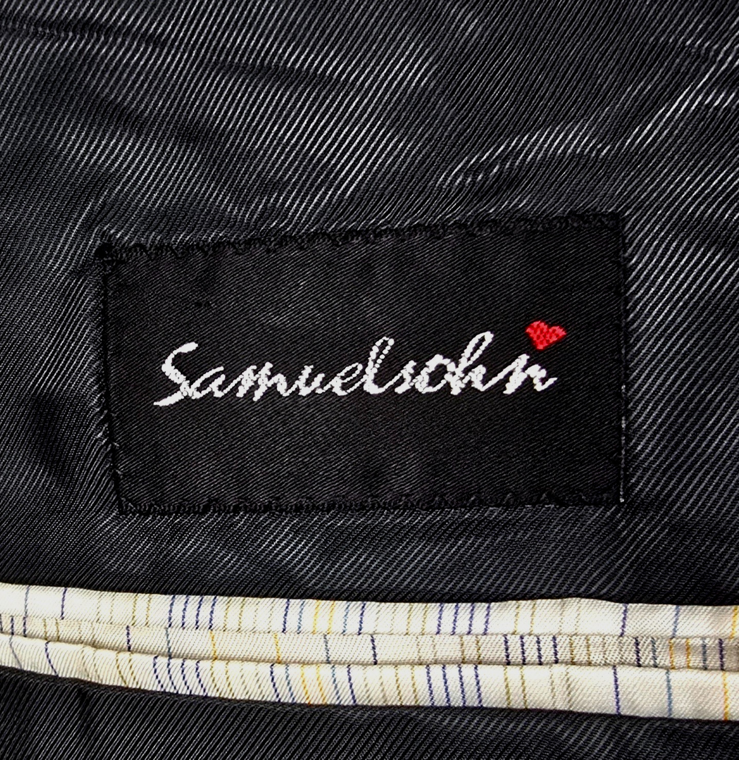 Samuelsohn SB Austin Cashmere & Super 120’s Wool Sport Coat Black Pinstriped 46R