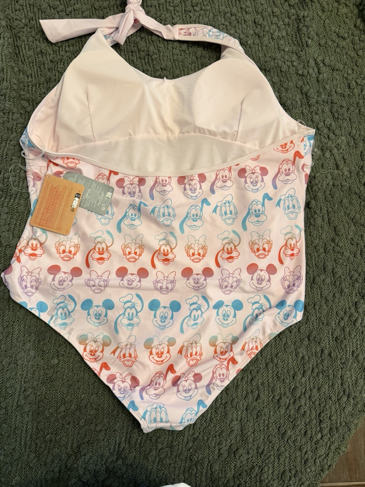Disney Pink/Multicolor Character Print Halter One-Piece Swimsuit, 2X Plus