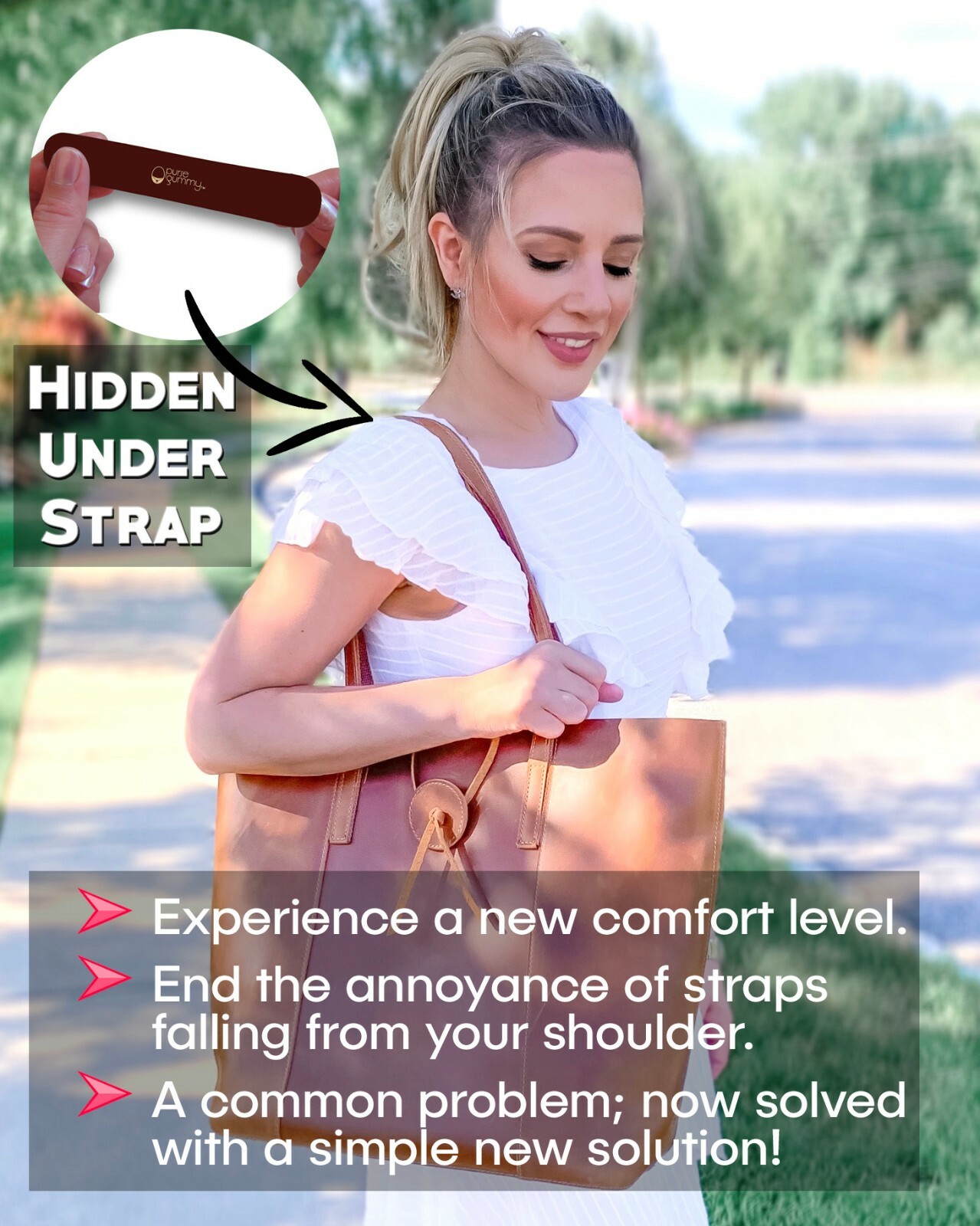 Purse Gummy® Stop Strap Slips*Keep your bag & purse secure *Non-slip grip strip