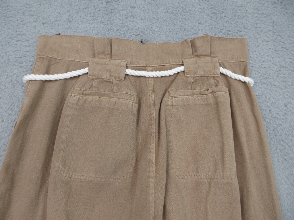 Blank NYC Pants Womens L Tan Paperbag Waist Rope Belt Coastal Beachy Boho Casual