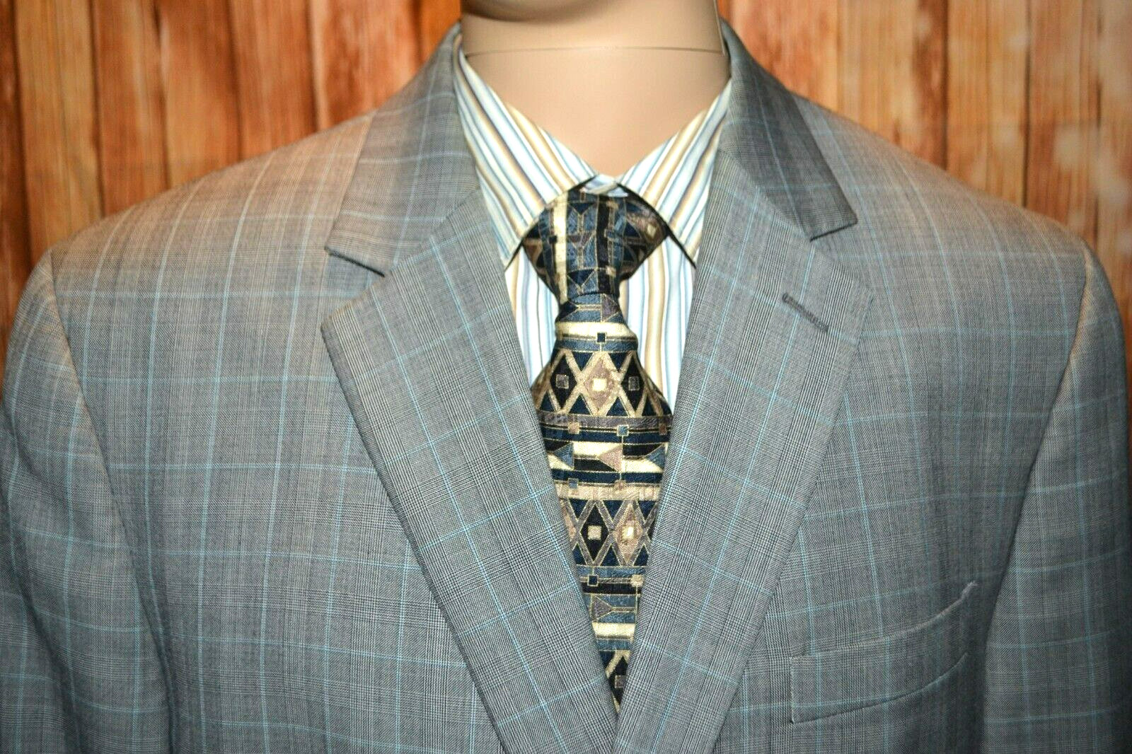 Michael Kors Men Gray Wool Blend Dual Vent Check Pattern Sports Coat Sz 46R