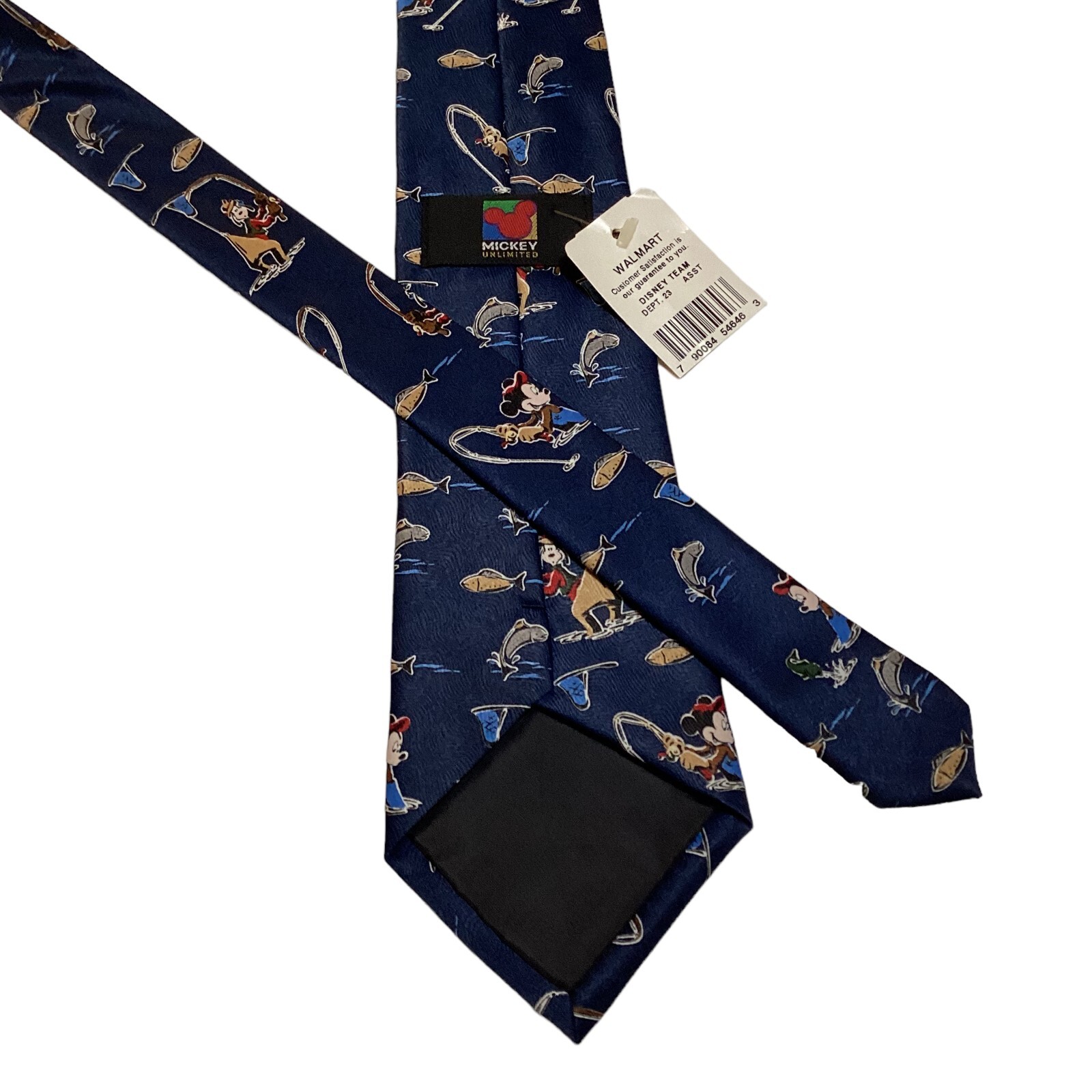 MICKEY Unlimited Men’s Polyester Necktie Designer FISHING Blue/Multi-Colored NWT
