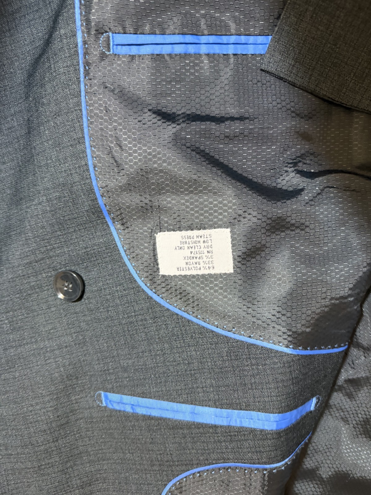 2025 LINEAGE Gray Double Breasted Sport Coat Suit Blazer 44S