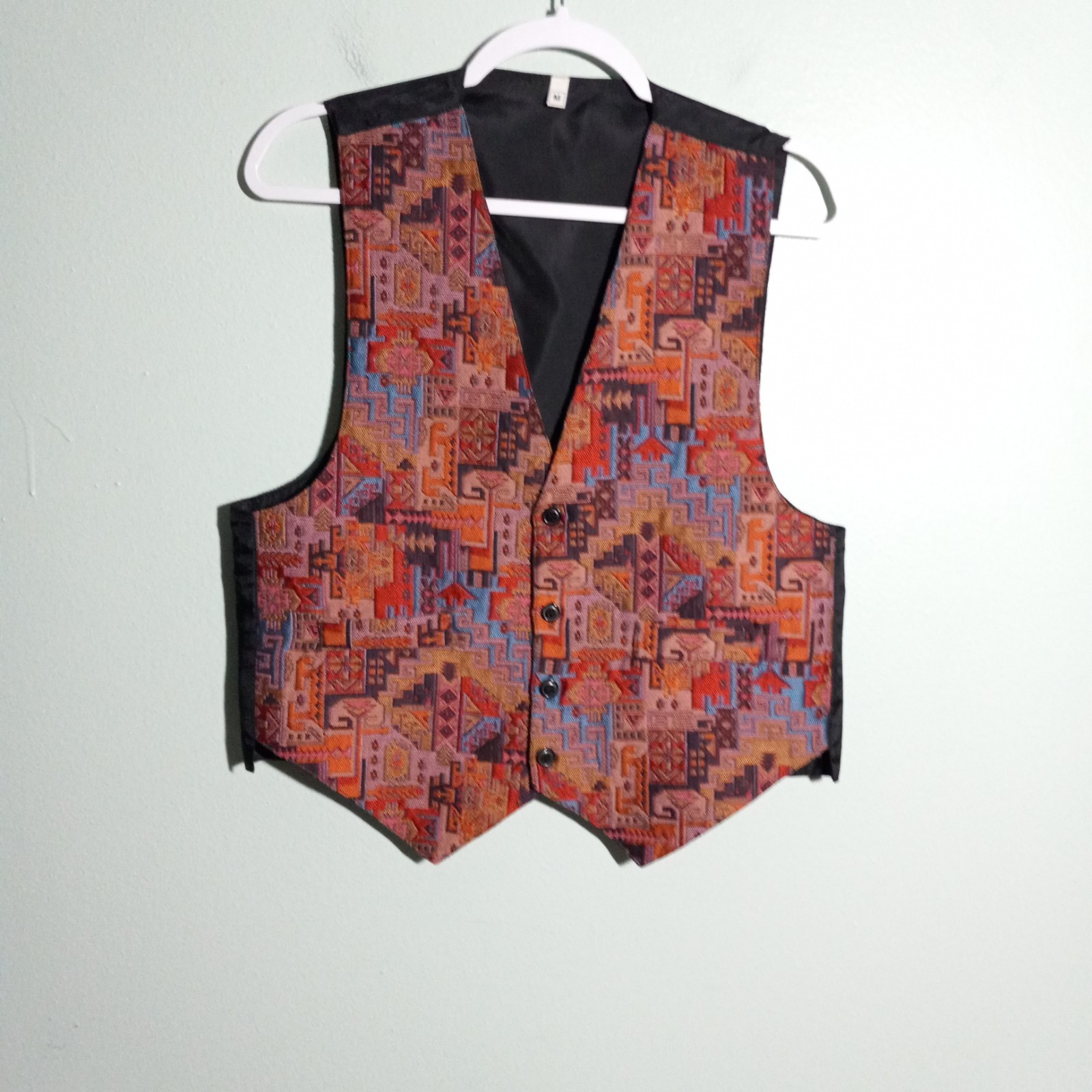 Tapestry Vest Men’s size Medium Red Blue Purple Geometric Southwest Party Career