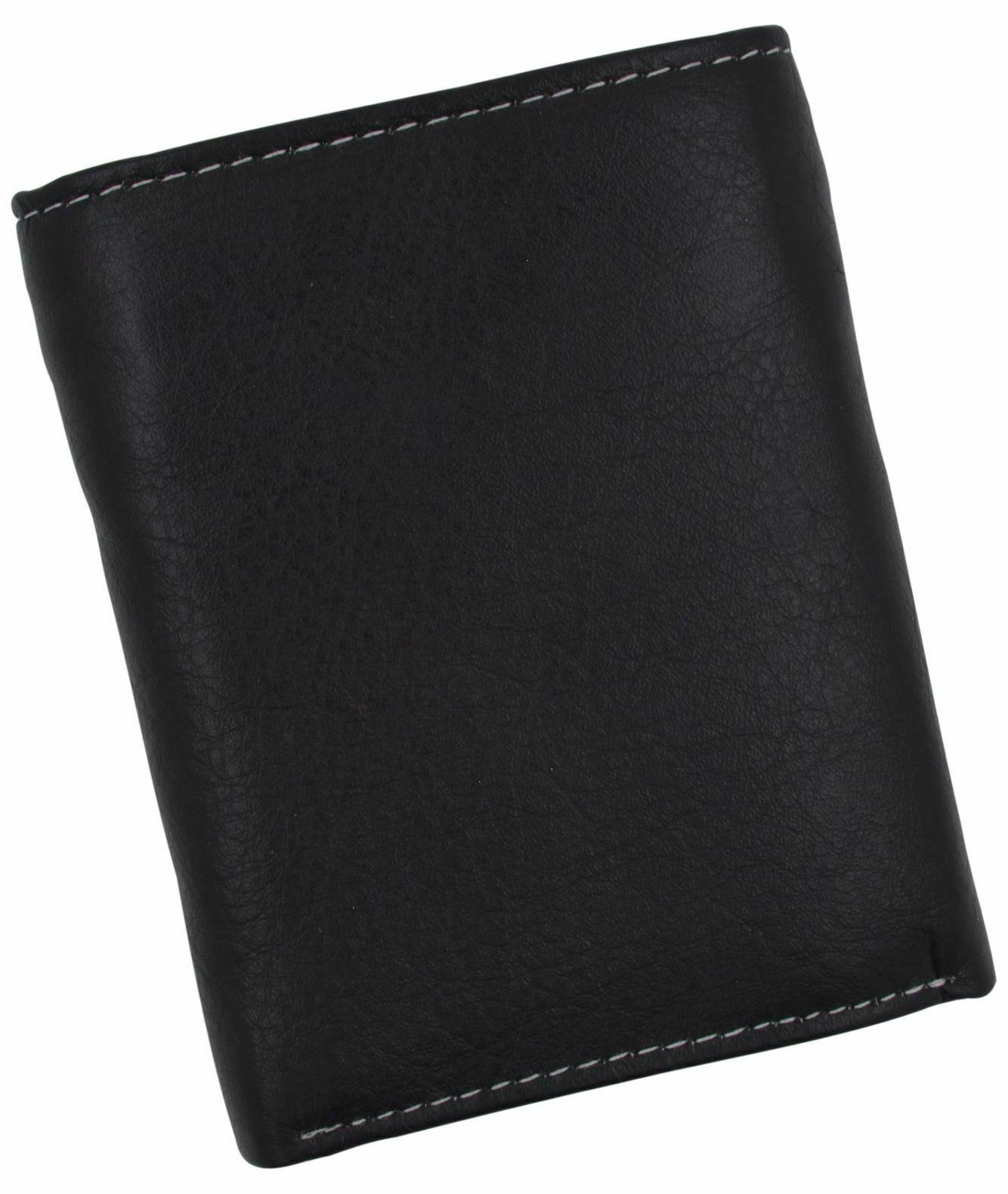 Trifold Mens Premium Leather Credit Card ID Holder w/ Bill Pockets Black Wallet