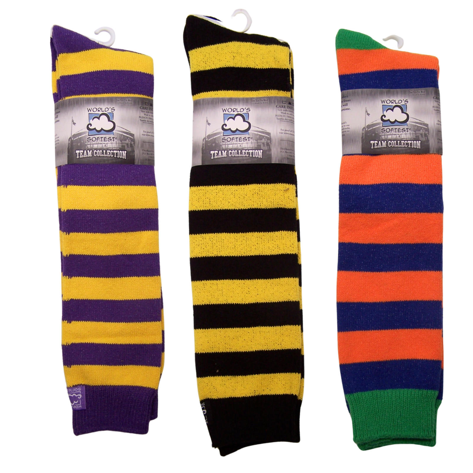 Pack of 3 Over-the-Calf Rugby Stripe Socks, Assorted Colors, One Size Fits Most