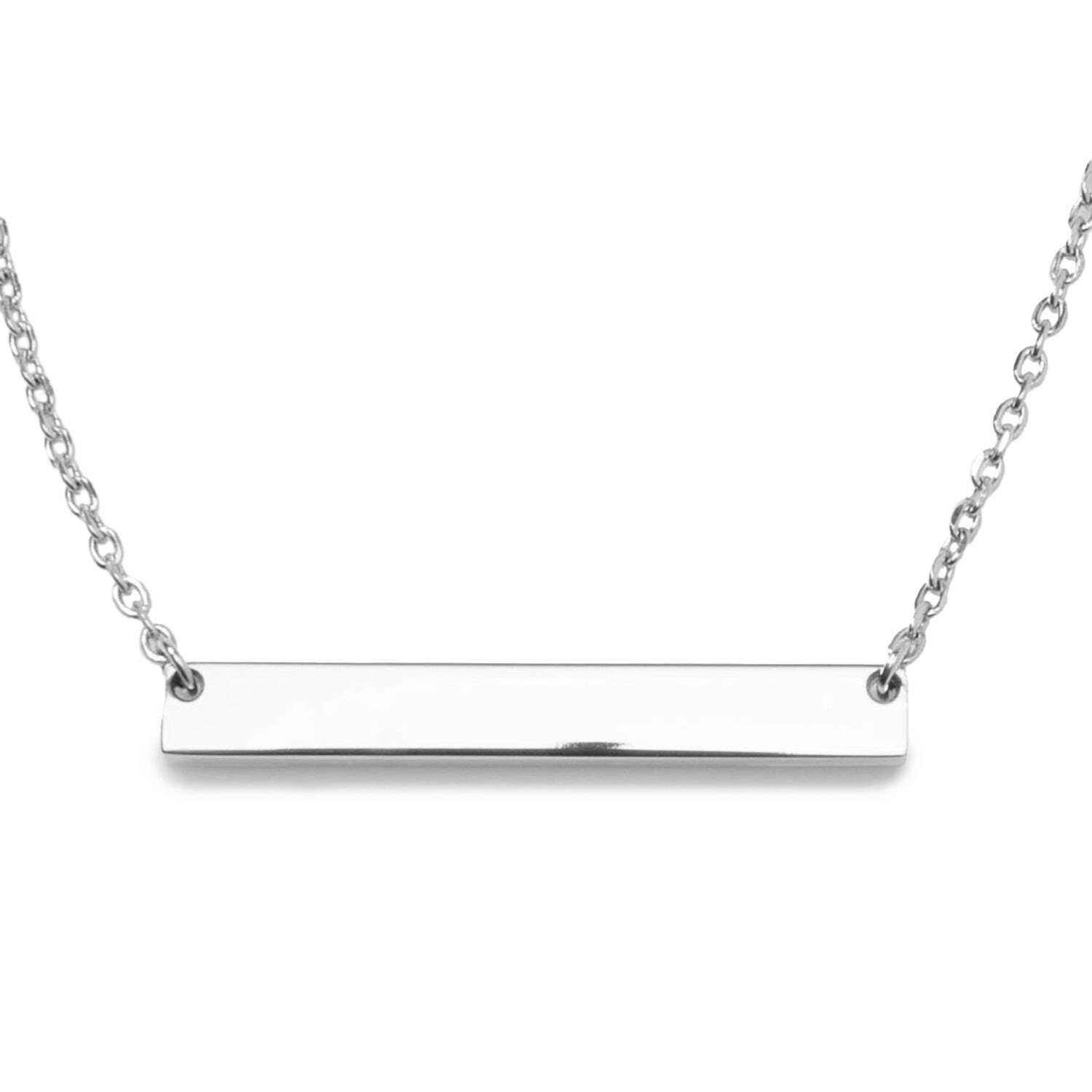Stainless Steel Engravable Bar Pendant Women’s Necklace