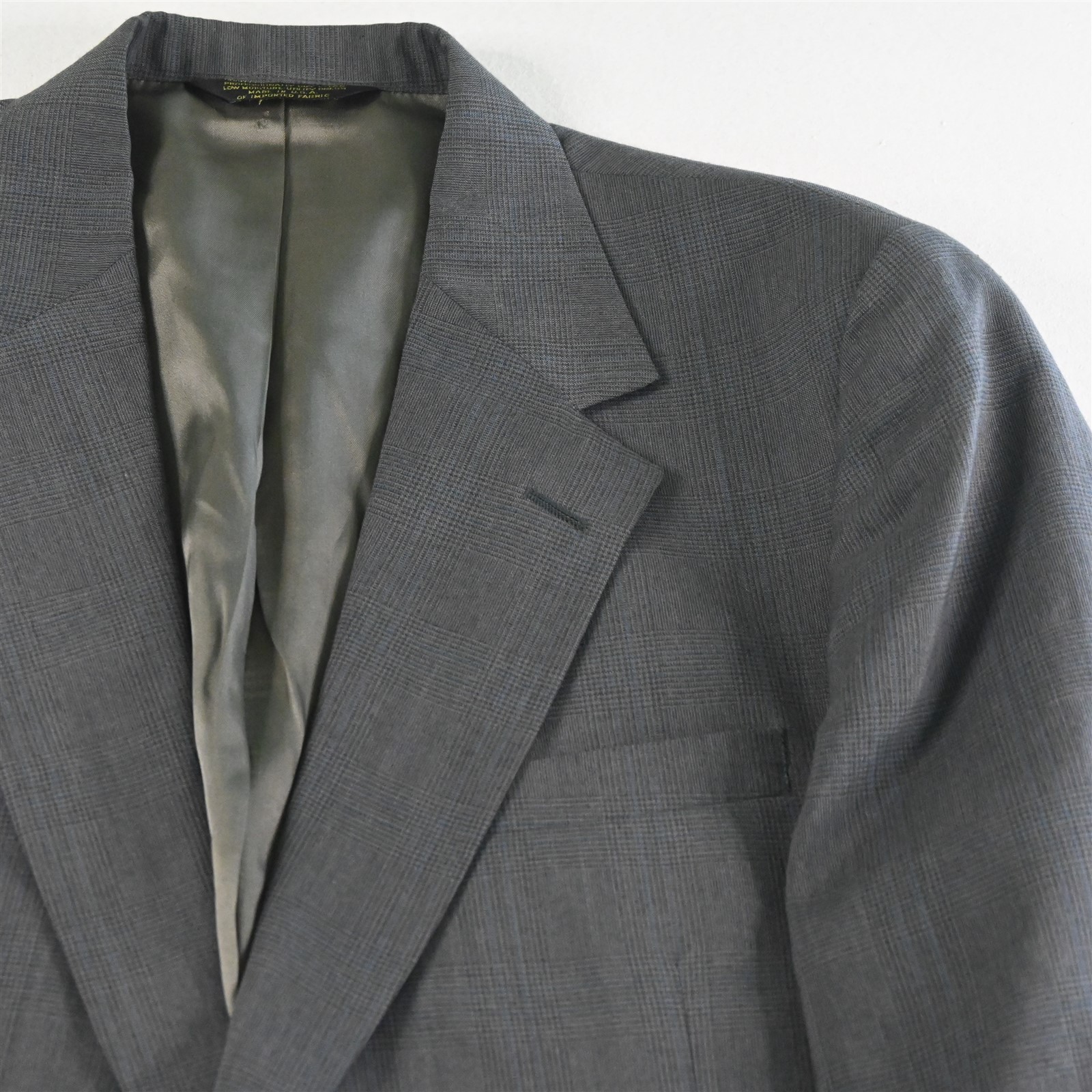 Vtg Deansgate 42L 36×32 Gray Glenn Check USA Made Wool Mens Jacket Pants Suit