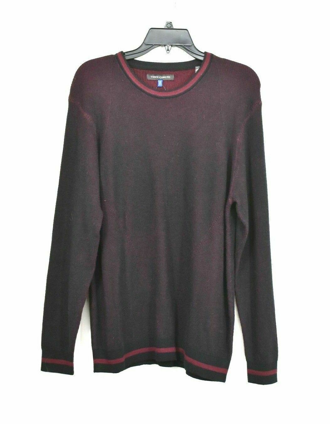 Vince Camuto Mens Long Sleeve Ribbed Cuff Tipped Crew Neck Pullover Sweater
