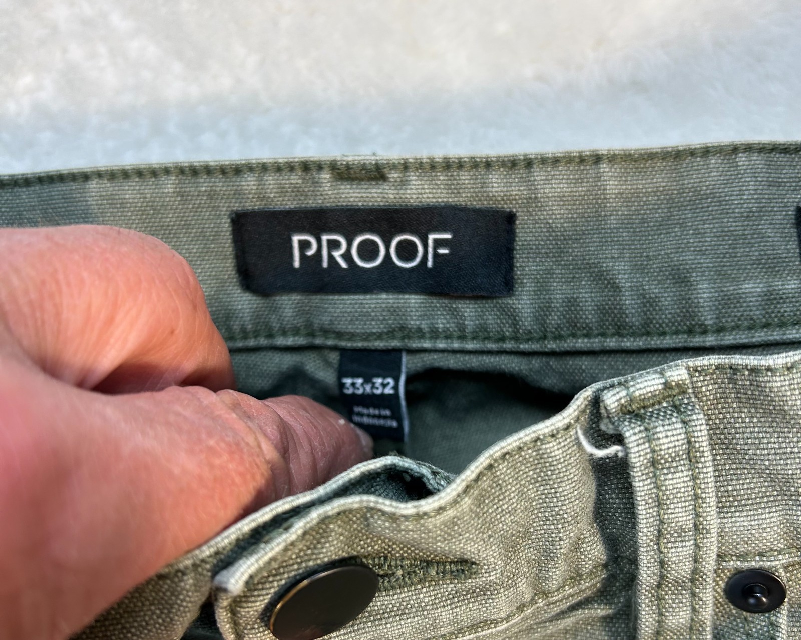 Proof Rover Pants Mens 33×32 Green Stretch Canvas Slim Fit Straight Leg Utility