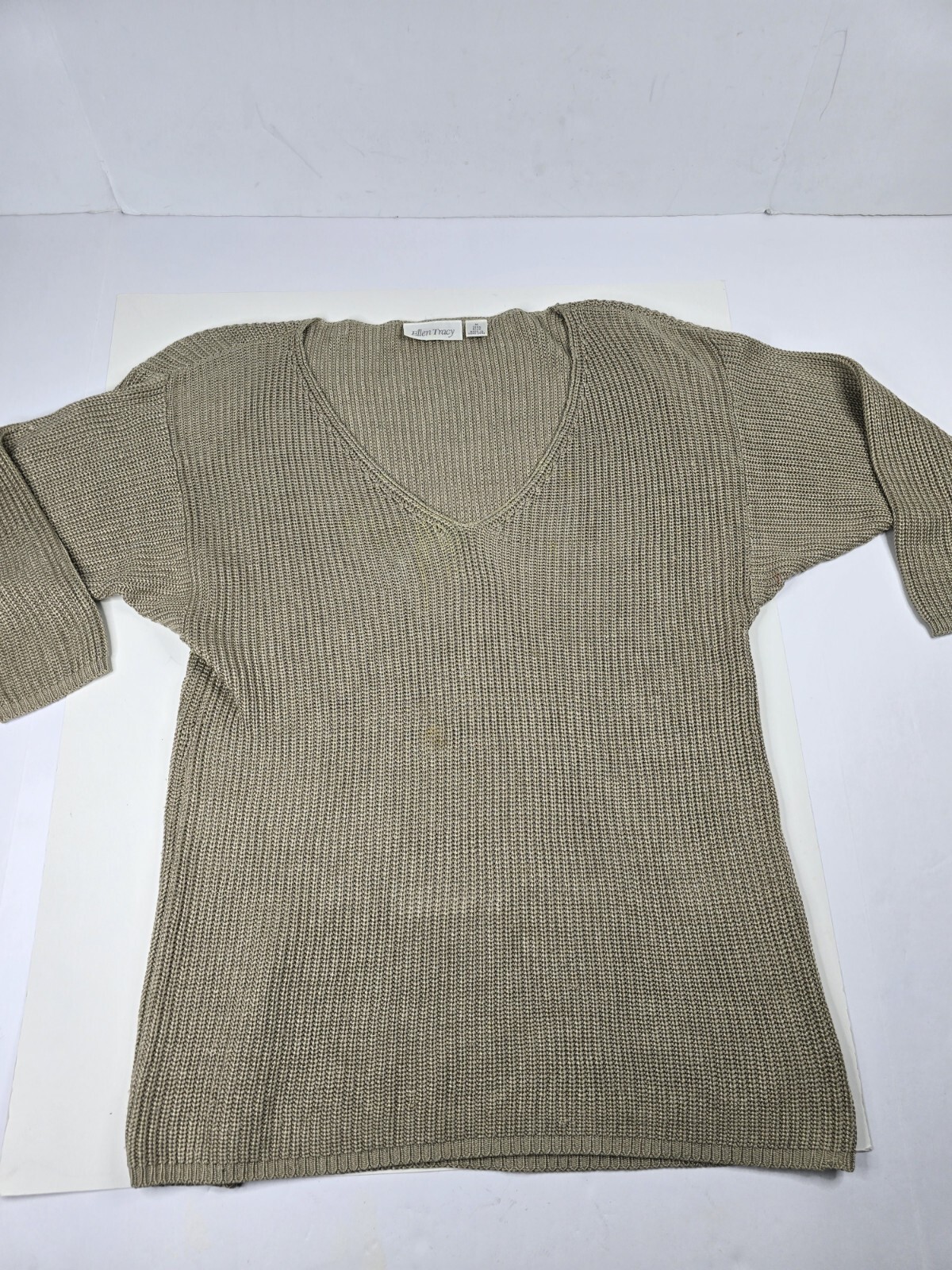 Vtg Ellen Tracy Women’s Size M Medium Silk Blouse 3/4 Sleeve Top Hong Kong