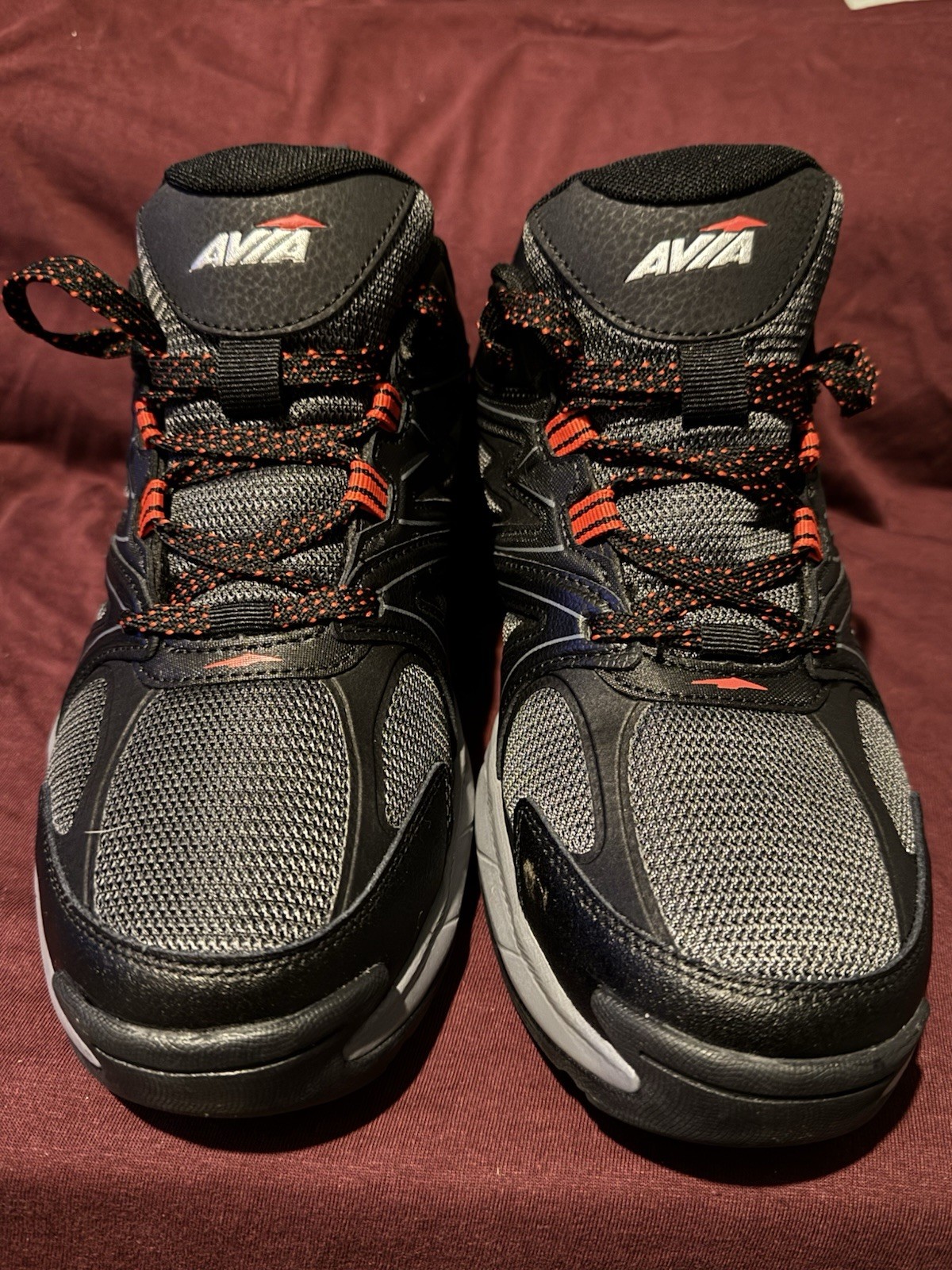 Avia Men’s Mid Top Athletic Sneakers Lace Up Black/Gray/Orange Leather MNAV43