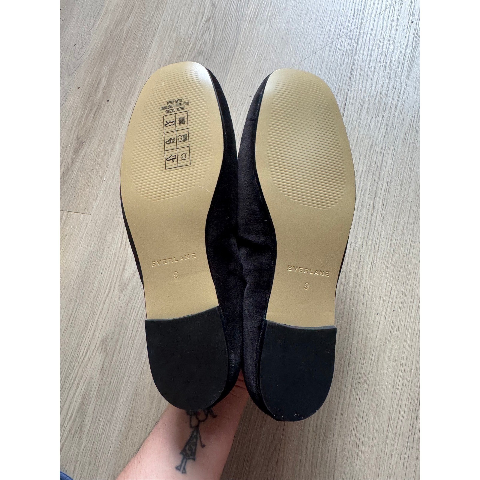 Everlane The Day Ballet Flat Black Velvet Square Toe Bow Shoes 9