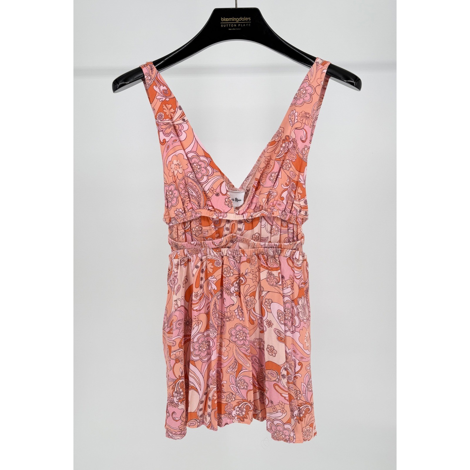 Sky to Moon Pink Orange Floral Paisley V-Neck Cutout Mini Dress ST-D2082A Large