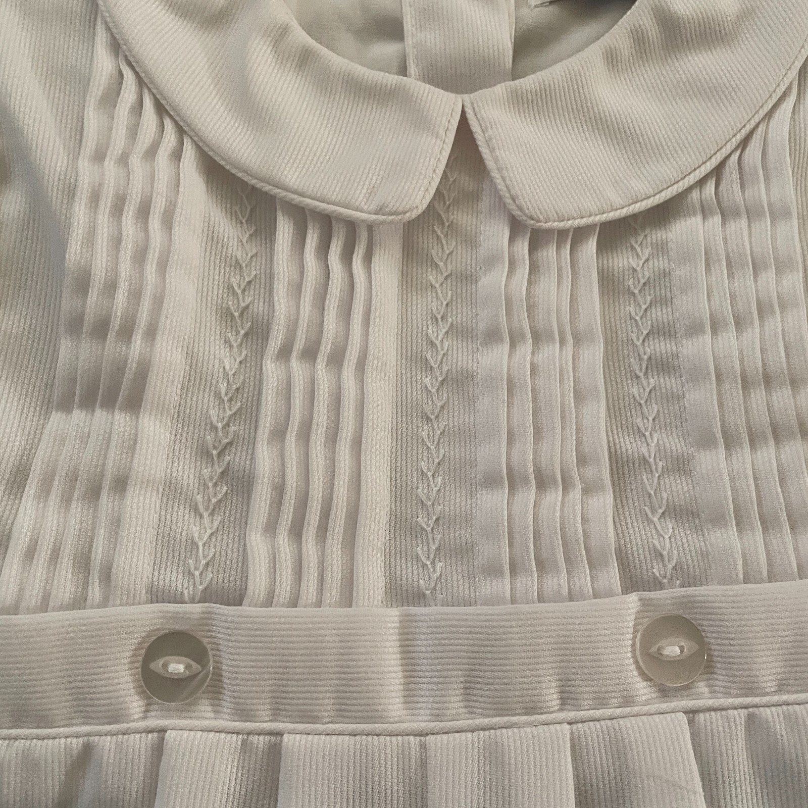 Petit Ami Boys Christening Baptism Outfit 24 Mon White Coverall Bonnet Set Tucks