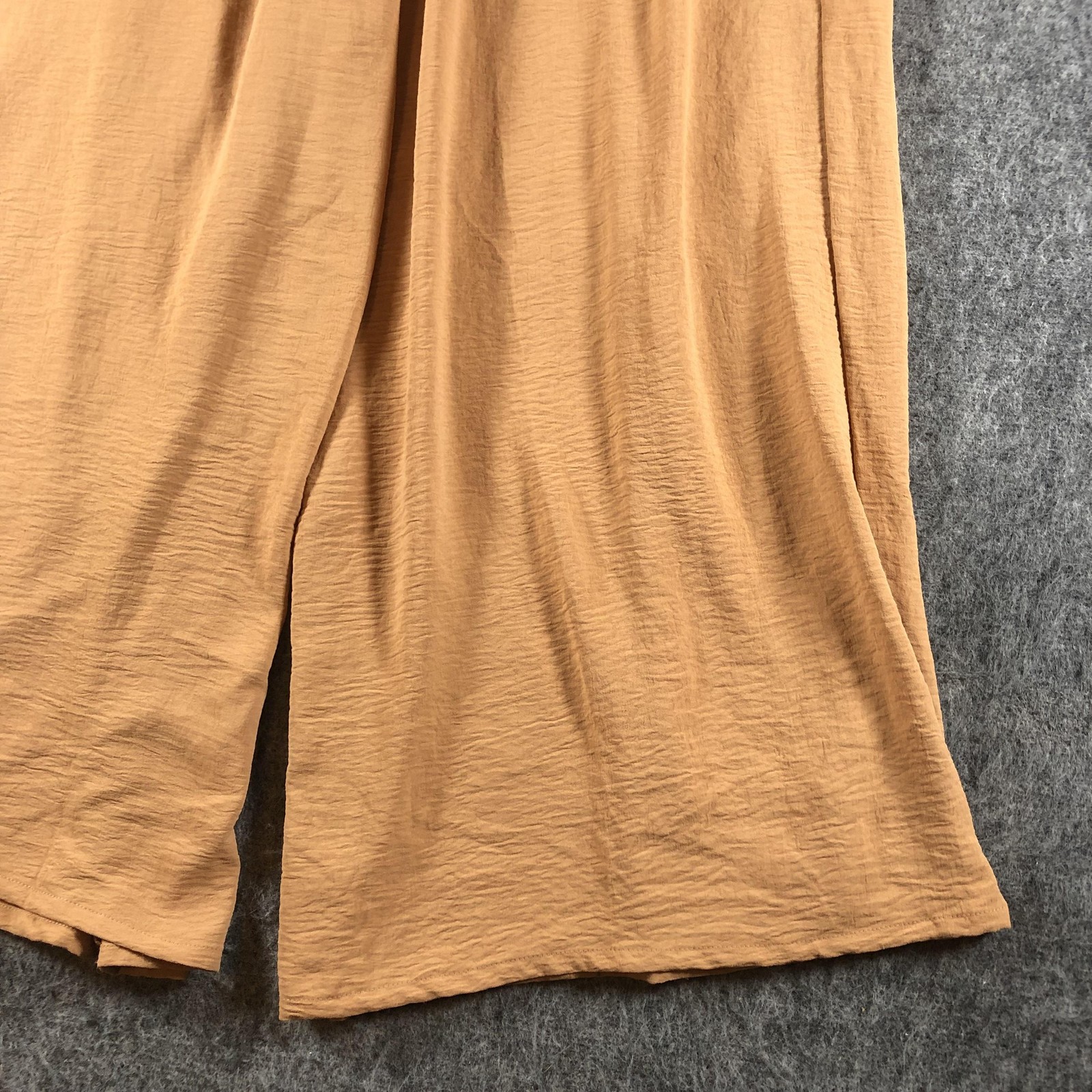 LEPUNUO Pants Womens XXL Beige Paperbag Wide Leg Belted Casual