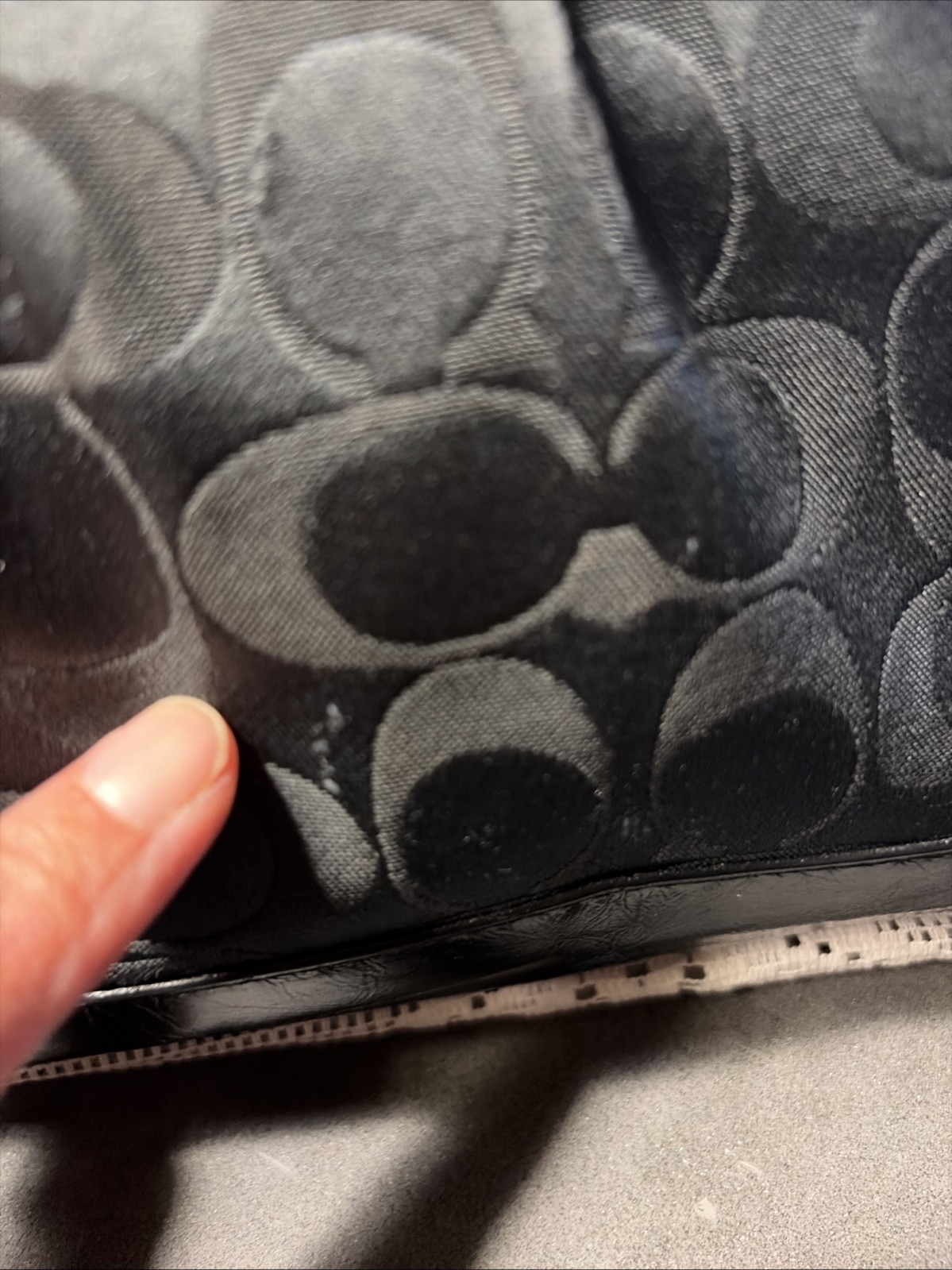 Coach Ashley Signature Sateen Large Satchel Black Canvas Leather Bag F15440 Nice