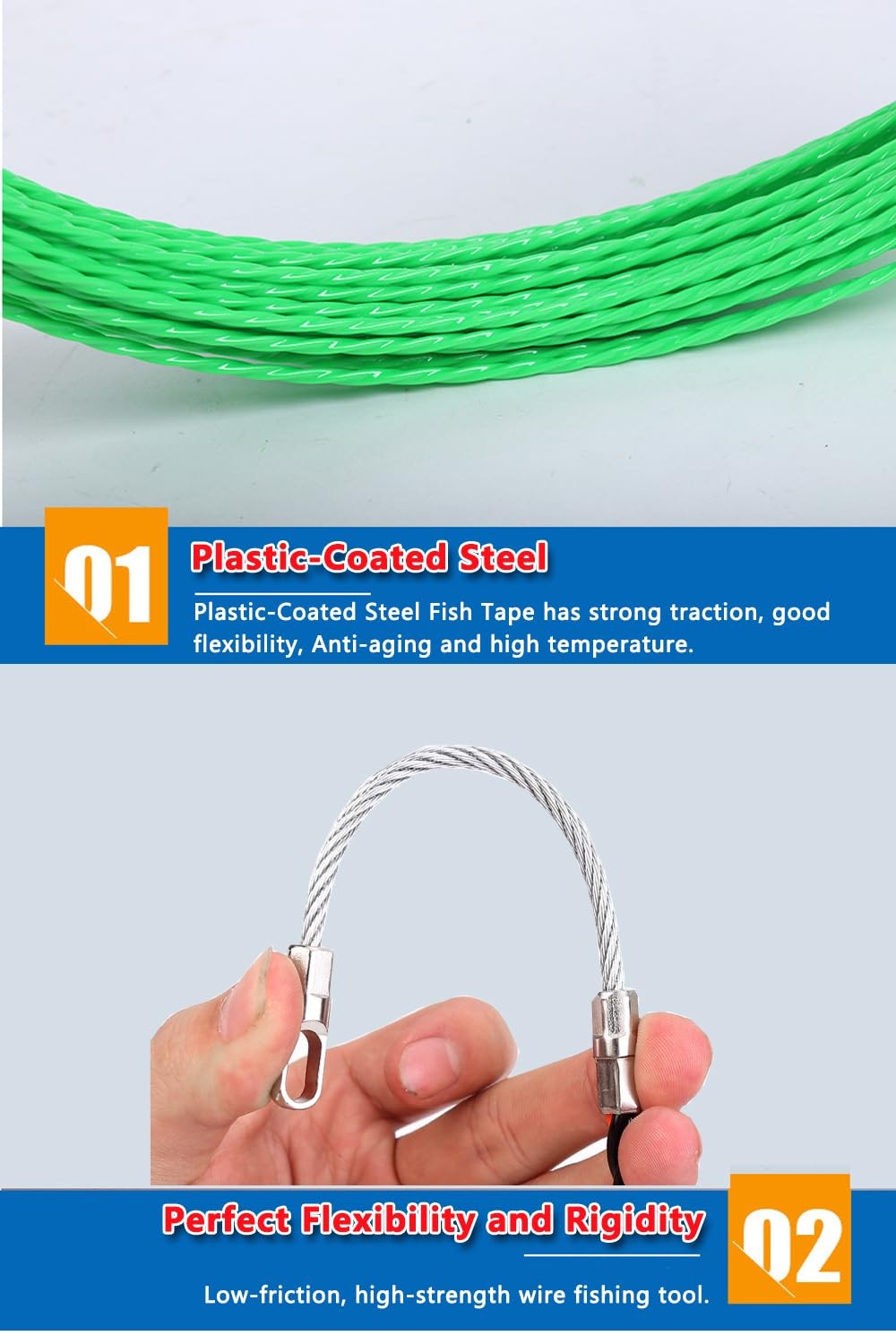 YANBORUI 131FT 4.5mm Professional Flexible Wire Rodding Guide Kit Electrical Wir