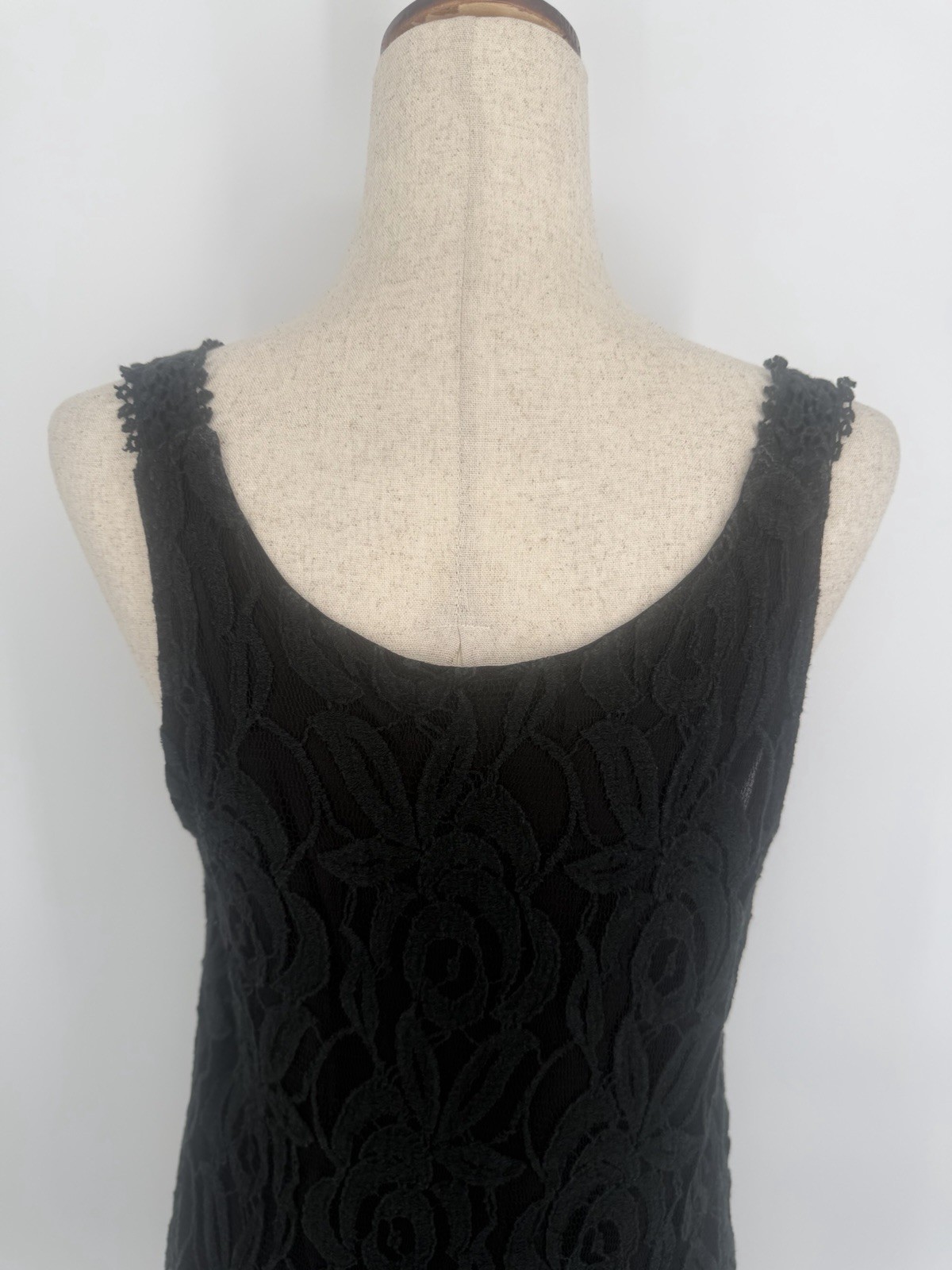 Pretty Angel Tunic Top Large Lace Ruffle Crochet Linen Blend Coquette Black Goth