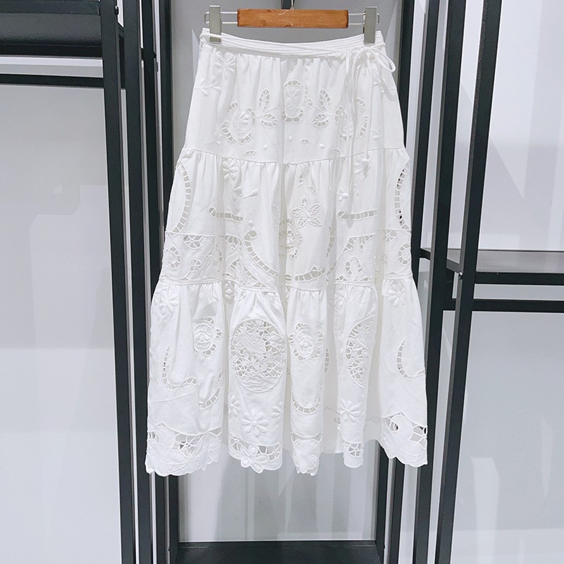 Sea New York Eyelet Embroidery Maxi Dress White Broderie Anglaise Ruffle Hem