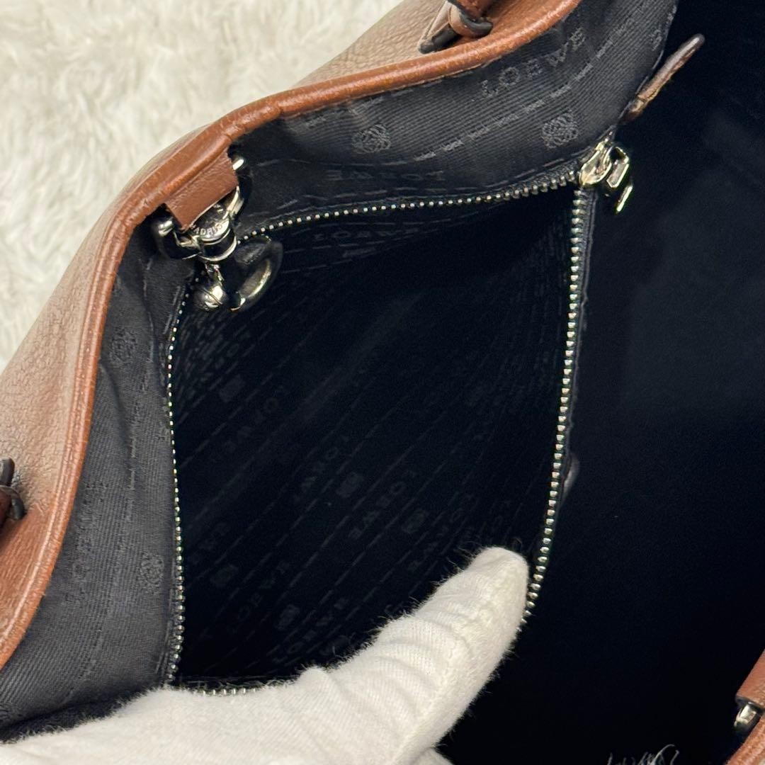 LOEWE Heritage Logodon Shoulder Tote Bag Leather Brown Classic Style