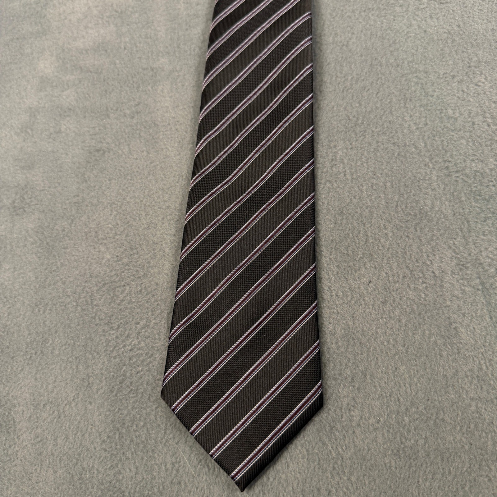 WeiShang Mens Necktie Black Purple White Diagonal Striped Handmade Business Tie